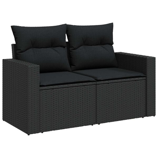 vidaXL Gartensofa-set mit Kissen 12 pcs Schwarz Poly-Rattan