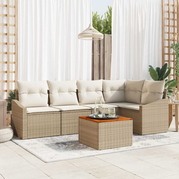 vidaXL Garten-Sofa-Set 6 pcs Beige und Wei&szlig;