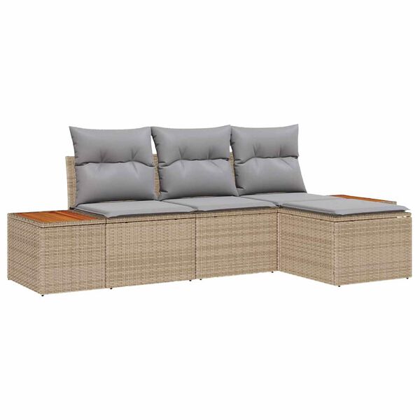 vidaXL Gartensofa-set mit Kissen 4 pcs Beige und Hellgrau Poly Rattan