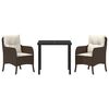 vidaXL Garten Essgruppe mit Kissen 3 pcs Braun Poly-Rattan