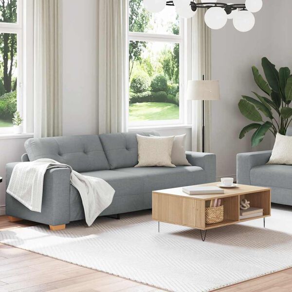 vidaXL 2-teiliges Sofa-Set mit Kissen, hellgrauer Stoff