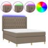 vidaXL Boxspringbett mit Matratze & LED Taupe 140x190 cm Stoff