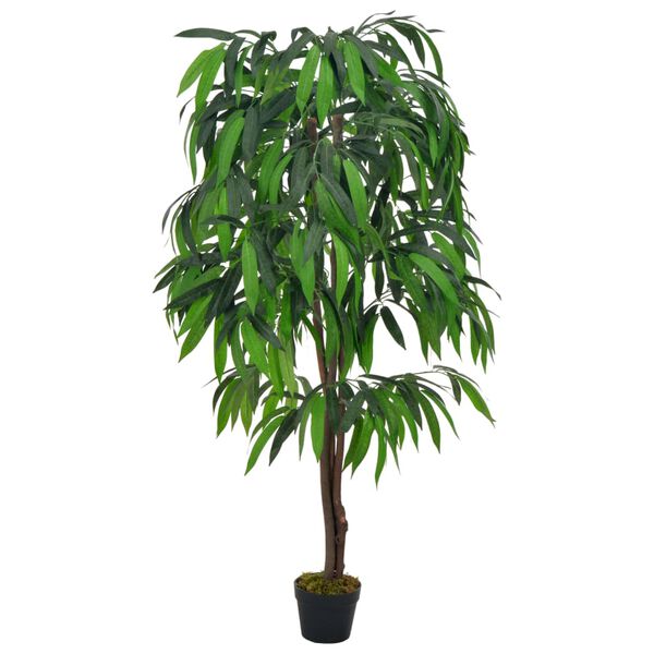 vidaXL K&uuml;nstliche Pflanze Mangobaum mit Topf Gr&uuml;n 140 cm