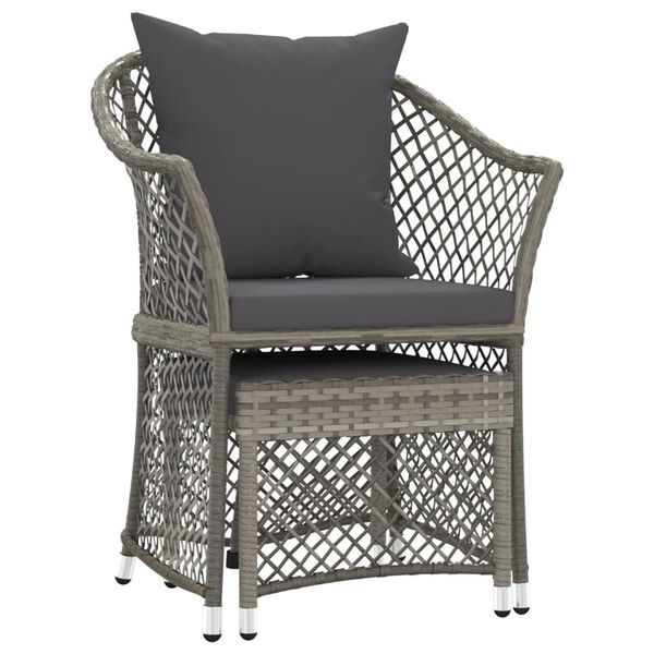 vidaXL 2-tlg. Garten-Lounge-Set mit Kissen Grau Poly Rattan