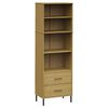 vidaXL B&uuml;cherregal OSLO mit 2 Schubladen Braun 60x35x180 cm Massivholz