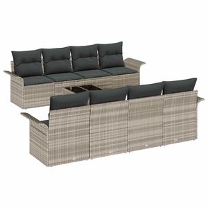 vidaXL Gartensofa-set 9 stk. 8-Sitzanzahl Hellgrau und Dunkelgrau