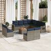vidaXL 12-teiliges Gartensofa-Set mit Kissen, grau, Polyrattan