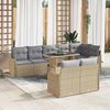 vidaXL Lounge-Set mit Kissen 9 pcs Beige Poly Rattan