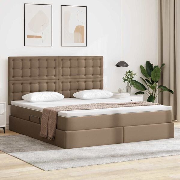 vidaXL Bett mit Stauraum und LED Cappuccino 180 x 200 cm Kunstleder