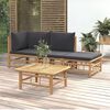 vidaXL 4-tlg. Garten-Lounge-Set mit Dunkelgrauen Kissen Bambus