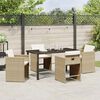 vidaXL Garten Essgruppe mit Kissen 5 pcs Beige Poly-Rattan