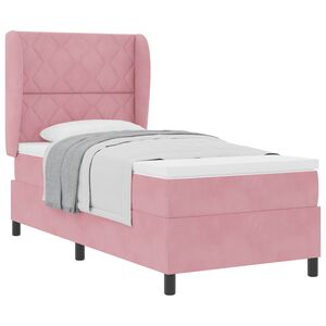 vidaXL Boxspringbett mit Matratze Rosa 200 x 90 cm Polyester