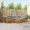 vidaXL Outdoor-Sofagarnitur mit Kissen 7 pcs Nat&uuml;rlich und Hellgrau