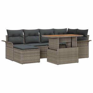 vidaXL Gartensofa-set mit Kissen 7 pcs Grau Poly-Rattan