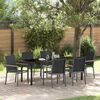 vidaXL Garten Essgruppe 7 pcs Schwarz Pulverbeschichteter Stahl