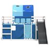 vidaXL Etagenbett mit Rutsche und Gardinen Blau 80x200 cm