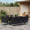 vidaXL Garten Essgruppe mit Kissen 9 pcs Schwarz Poly-Rattan