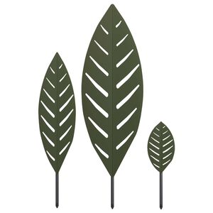 vidaXL Gartenstecker 3 stk. 116,5 x 35 x 3 cm Olivgr&uuml;n Stahl