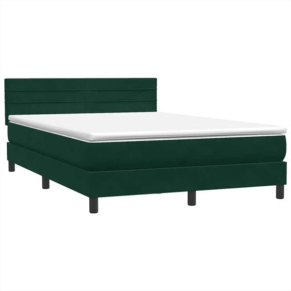 vidaXL Boxspringbett mit Matratze Dunkelgr&uuml;n 160x210 cm Samt