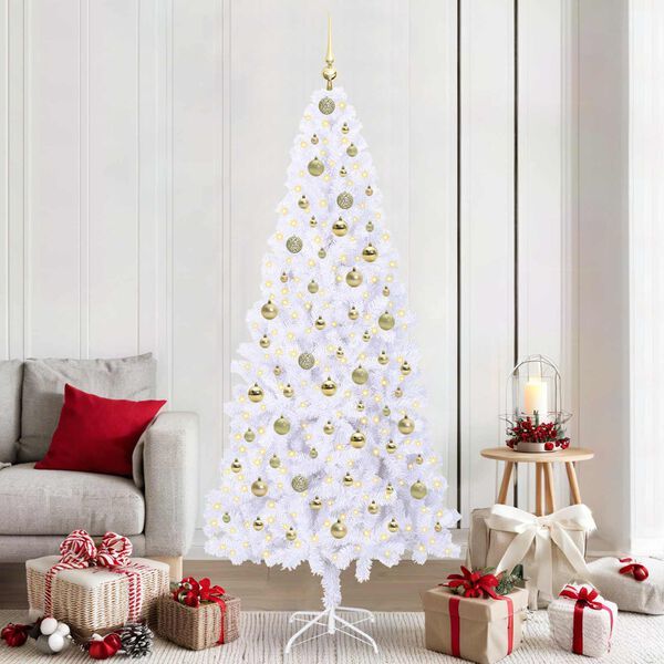 vidaXL K&uuml;nstlicher Weihnachtsbaum Wei&szlig; 210 cm PVC und Stahl