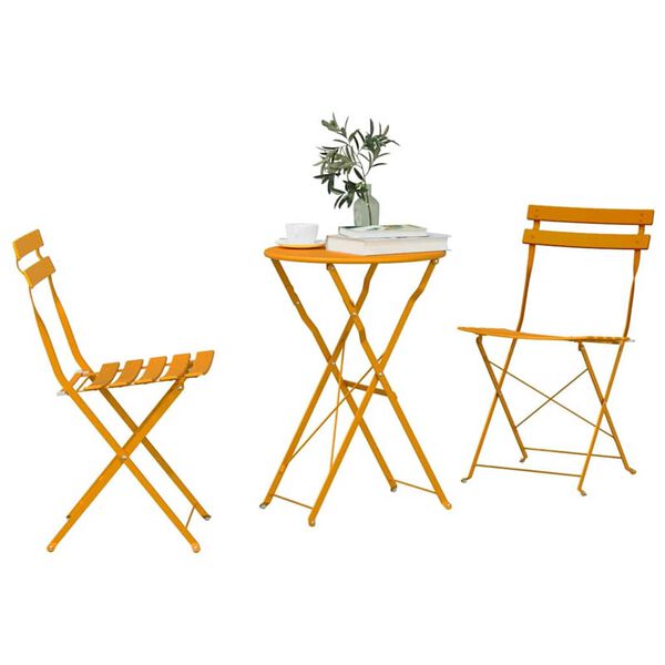 vidaXL Klapp Bistro Set 3 pcs Senf Stahl