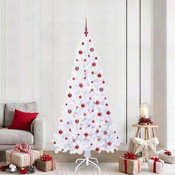 vidaXL K&uuml;nstlicher Weihnachtsbaum Wei&szlig; 210 cm PVC und Stahl