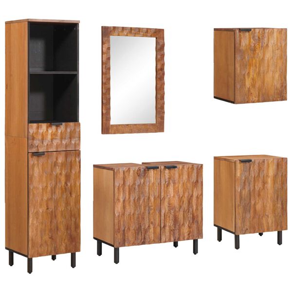 vidaXL Badezimmer Sets 5 pcs Akazie Braun Winish Massivholz Mango