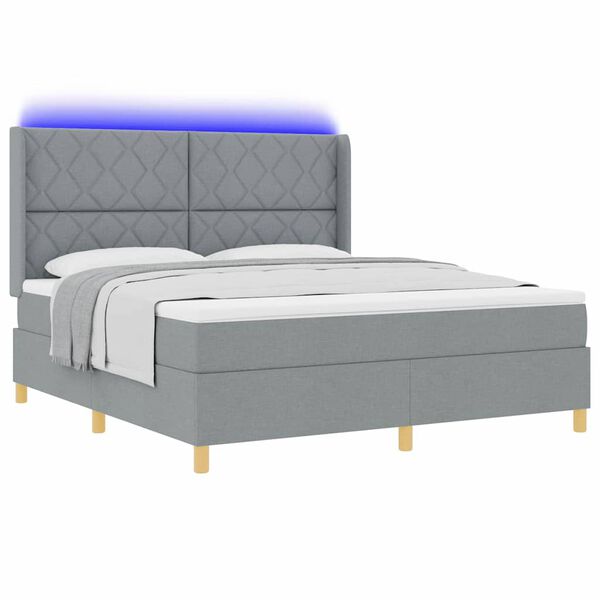 vidaXL Boxspringbett mit Matratze Hellgrau 180 x 200 cm Stoff