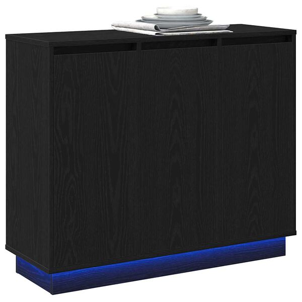 vidaXL LED-Sideboard Schwarz Eichen-Optik 90 x 32 x 75 cm