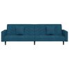 vidaXL Schlafsofa 2-Sitzer mit 2 Kissen Blau Samt
