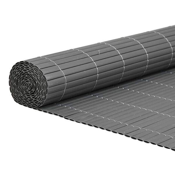 vidaXL Gartenzaun Doppelseitig Grau 1,8x3 m PVC