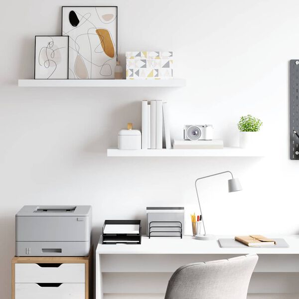 vidaXL Schweberegale 2 Stk. Wei&szlig; 90x23,5x3,8 cm MDF