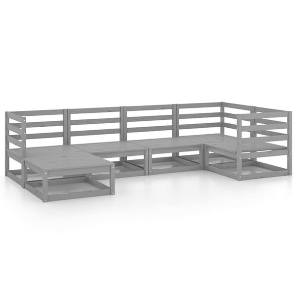 vidaXL 6-tlg. Garten-Lounge-Set Grau Massivholz Kiefer