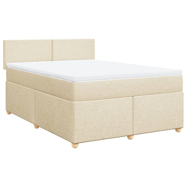 vidaXL Boxspringbett mit Matratze Creme 140x190 cm Stoff