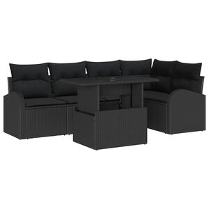 vidaXL Gartensofa-set 6 stk. 5-Sitzanzahl Schwarz Poly Rattan