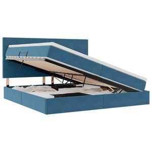 vidaXL Bett mit Stauraum und LED mit LED Dunkelblau 200 x 200 cm Samt