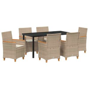 vidaXL Garten Essgruppe 7 pcs Beige Poly-Rattan