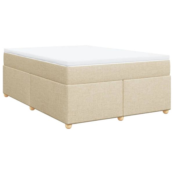 vidaXL Boxspringbett mit Matratze Creme 140x190 cm Stoff