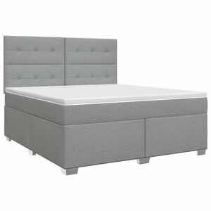 vidaXL Boxspringbett mit Matratze Hellgrau 140 x 200 cm Stoff