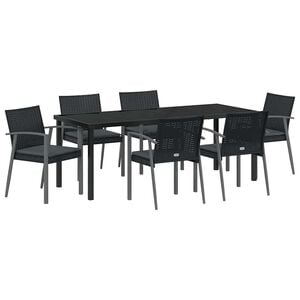 vidaXL Garten Essgruppe 7 pcs Schwarz und Grau PE-Rattan