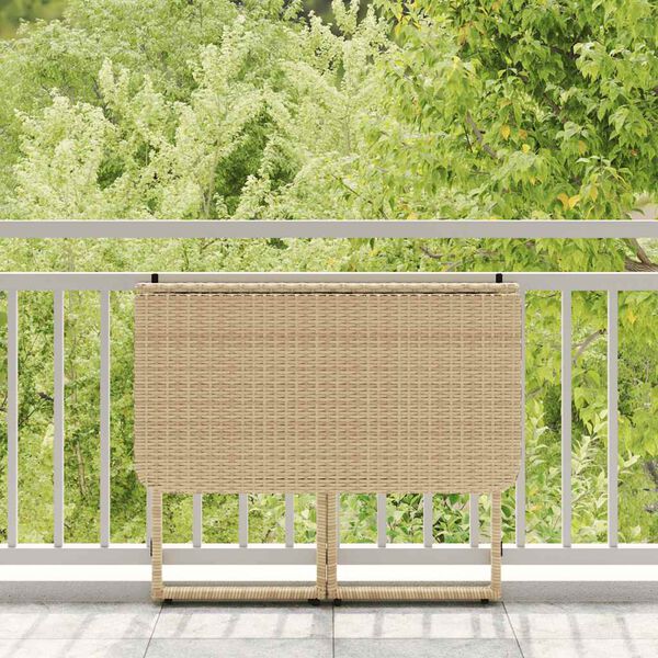 vidaXL Gartentisch Klappbar Beige 90x51x75 cm Poly Rattan