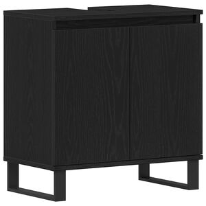 vidaXL Waschbeckenschrank Schwarz Eichen-Optik 58 x 33 x 60 cm
