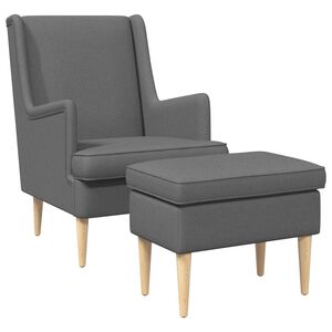 vidaXL Sessel mit Fu&szlig;hocker 2 stk. Dunkelgrau Stoff