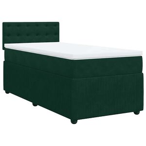 vidaXL Boxspringbett mit Matratze Dunkelgr&uuml;n 90x190 cm Samt