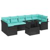 vidaXL Garten-Sofa-Set mit Kissen 8 pcs Schwarz Poly Rattan