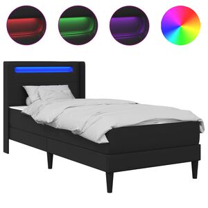 vidaXL Bettgestell mit Matratze Schwarz 80 x 200 cm Kunstleder