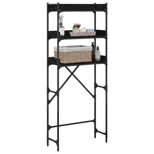 vidaXL Waschmaschinenregal Schwarz 0ak 67 x 25 x 163 cm Holzwerkstoff