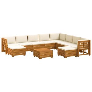 vidaXL Outdoor-Sofagarnitur 11 St&uuml;ck Braun Massivholz Akazie