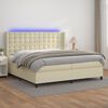 vidaXL Boxspringbett mit Matratze & LED Creme 200x200 cm Kunstleder