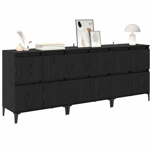 vidaXL Sideboards 3 pcs Schwarz Eichen-Optik 60 x 35 x 70 cm